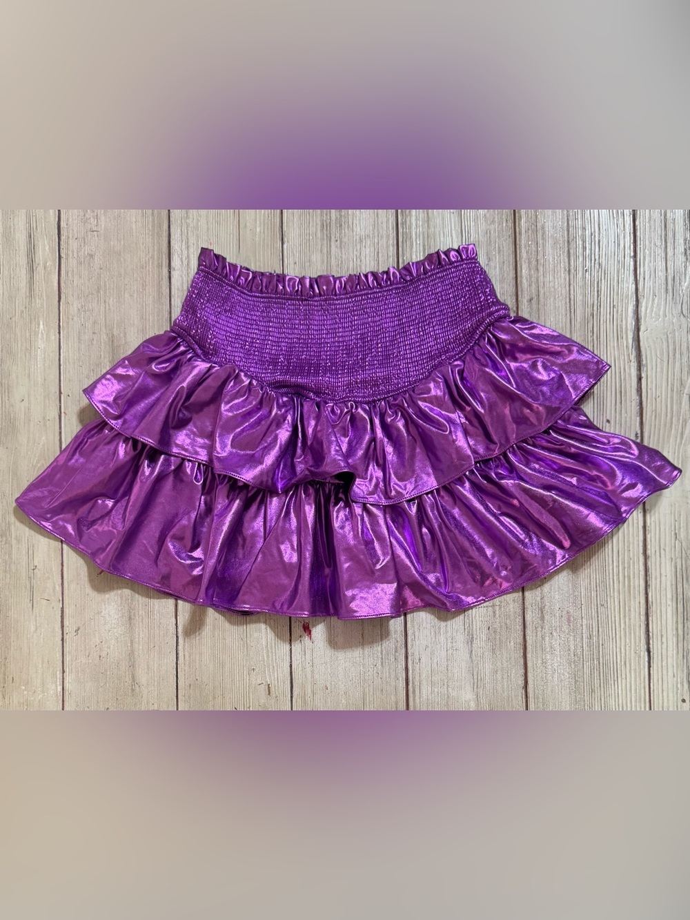 Buddy Love Girls L purple metallic tiered skirt skort boutique LSU Mardi Gras